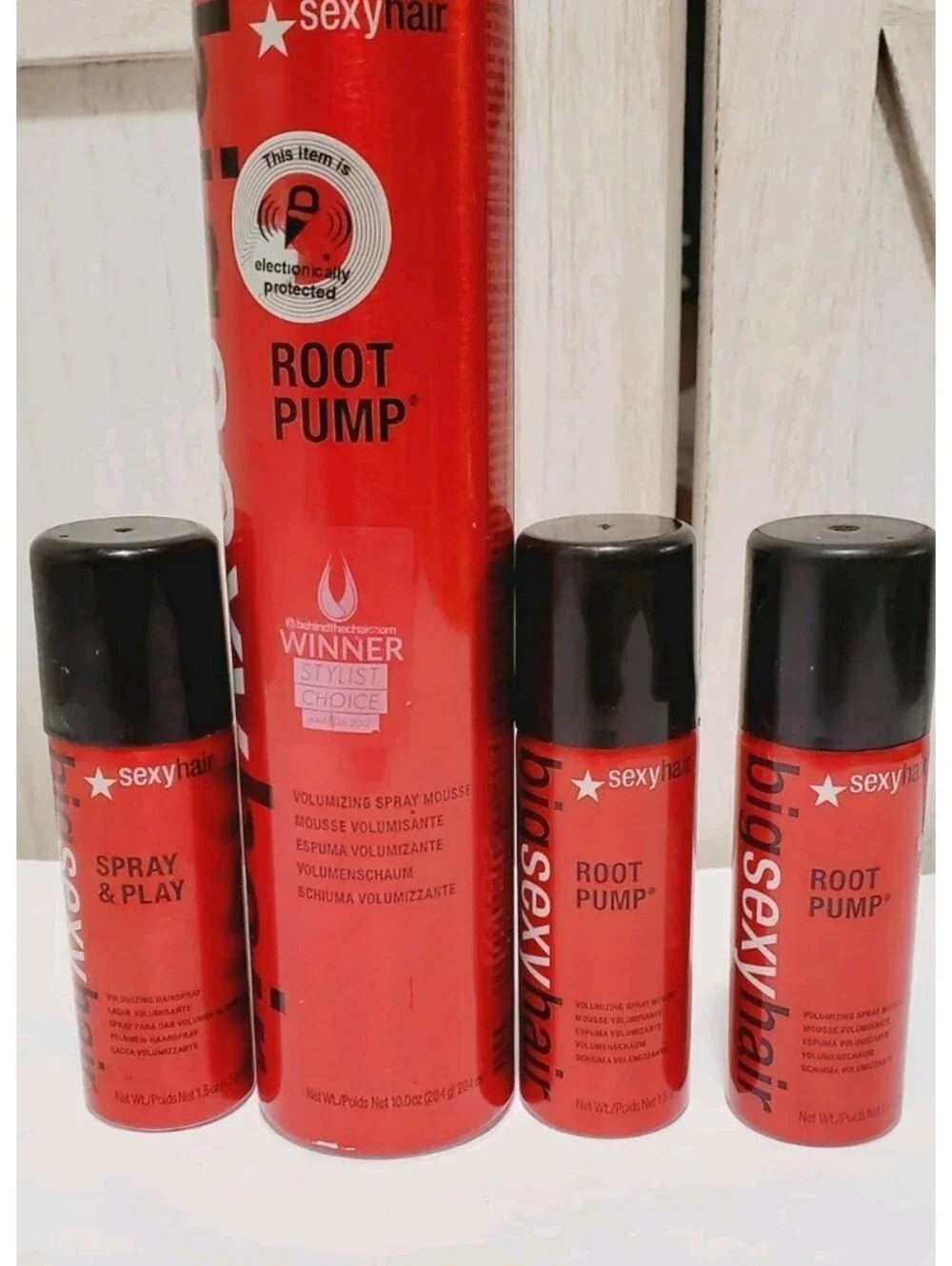 Big Sexy Hair Root Pump Mousse 10oz & 1.6oz And Spray & Play 1.6oz  (Lot Of 4)